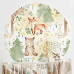 PAPIER PEINT ROND AUTOCOLLANT - FOX AND HARE WITH TREES Ø 50CM