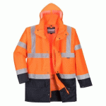 PORTWEST S766 PARKA 5 EN 1 ESSENTIEL BICOLORE ORANGE/MARINE - TAILLE 5XL