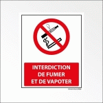 PANNEAU - INTERDICTION DE FUMER ET DE VAPOTER  - VINYLE SOUPLE AUTOCOLLANT - LOT DE 2