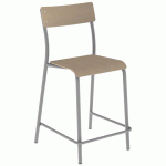 CHAISE DE BAR ANDRÉ H60 ASS/DOS HÊTRE PIÈTEMENT GRIS 9006 - MOBIDECOR