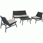 ENSEMBLE DÉTENTE IRVING : 1 TABLE BASSE 1 CANAPÉ 2 FAUTEUILS