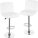 LOT DE 2 CHAISES DE BAR DANS CUISINE HAUTEUR RÉGLABLE 55-75CM EN CUIR ARTIFICIEL TABOURETS DE BAR BLANC