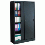 ARMOIRE MÉTALLIQUE GRAND VOLUME - JUMBO PORTES COULISSANTES L 120 X H 200 X P 45 CM NOIR