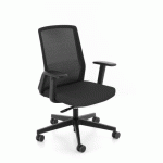 CHAISE DE BUREAU ERGONOMIQUE COCO TISSU ET MAILLE, AVEC ACCOUDOIRS 3D, MÉCANISME SYNCHRONE, PIEDS NOIRS - NOIR