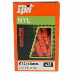 CHEVILLE À EXPANSION NYLON SANS COLLERETTE 12X60 BOÎTE DE 25 PIÈCES - SPIT - 57150