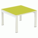 TABLE BASSE EASY OFFICE 60X60CM P. BLANC PLAT. BLANC ET VERT - PAPERFLOW