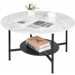 TABLE BASSE SALON RONDE EN MARBRE DESIGN SCANTINAVE POUR SALON BUREAU CAFÉ - 80 X 47 CM
