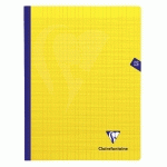 CAHIER BROCHURE COUSUE MIMESYS 24X32CM 192 PAGES GRANDS CARREAUX COUVERTURE POLYPROPYLÈNE - JAUNE - LOT DE 5