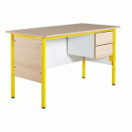 CHAIRE DE PROFESSEUR,2 TIROIRS, PLATEAU BEIGE, CHANTS SURMOULÉS, PIÈTEMENT JAUNE - MANUTAN COLLECTIVITÉS