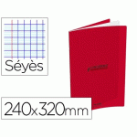 LOT DE 3 - CAHIER CONQUERANT CLASSIQUE AGRAFE 240X320MM 96 PAGES SEYES 90G COUVERTURE CARTE RECYCLEE COLORIS ROUGE