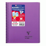LOT DE 5 - CAHIER RELIURE INTÉGRALE ENVELOPPANTE KOVERBOOK 17X22CM 160 PAGES LIGNÉ + MARGE COUVERTURE POLYPROPYLÈNE TRANSPARENT - VIOLET