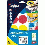 PASTILLE ADHÉSIVE Ø 45 MM AGIPA 101829 COULEURS ASSORTIES - BOÎTE DE 84