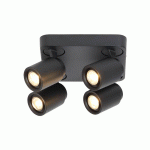 FREELIGHT SPOT POUR PLAFOND RAZZA, NOIR, LONGUEUR 30 CM, 4 LAMPES, MÉTAL