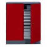 KUPPER - ARMOIRE 2 PORTES 1 ÉTAGÈRE ET 10 TIROIRS - COULEUR : BLEU MARINE