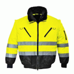 PORTWEST PJ50 BLOUSON PILOTE 3 EN 1 HAUTE VISIBILITÉ JAUNE/NOIR - TAILLE XXXL