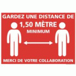 SIGNALÉTIQUE ADHÉSIF GARDEZ VOS DISTANCES 1,5M ROUGE CARRÉ 210 X 300 MM