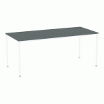 TABLE À MANGER VERSYS AVEC BASE BLANCHE RAL 9003 180 X 80 X 743 CM GRIS FONCÉ