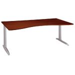 BUREAU DIRECTION ACTUAL - L. 180 X P. 90 CM - PLATEAU WENGÉ - PIEDS L ALUMINIUM