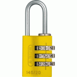 CADENAS À CODE - EN ALUMINIUM - 3 MOLETTES - 20 MM - JAUNE - 145 ABUS