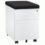 CAISSON MOBILE MÉTAL 2 TIROIRS BLANC AVEC COUSSIN NOIR