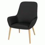 FAUTEUIL CITY DOSSIER MOYEN PIED BOIS ENDUIT PVC NOIR - QUADRIFOGLIO