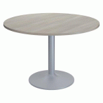 TABLE RONDE EXCELLENS PLATEAU D 120 CM CHÊNE GRIS - 6 PERSONNES - PIED MÉTAL TULIPE ALU RAL 9006