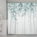 FEUILLE VERTE RIDEAU DE DOUCHE SALLE DE BAIN PRINTEMPS NATUREL PLANTE BRANCHE ENSEMBLE DE RIDEAU BLANC AVEC CROCHET, 182,88 X 182,88 CM