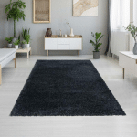 JADOREL - 140X200 - TAPIS SHAGGY SHAGGY FLU NOIR 140X200 OEKO TEX® EN POLYPROPYLÈNE DOUX ET SOYEUX - NOIR