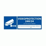 PANNEAU D'INFORMATION - VIDÉOPROTECTION 24H/24  - 210 X 75 MM - VINYLE SOUPLE AUTOCOLLANT - LOT DE 3