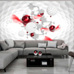 ARTGEIST - PAPIER PEINT COURSE DE COULEURS ROUGE - 200 X 140 CM - GRIS ET ROUGE