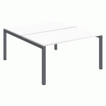 PÔLE 2 BUREAUX DROITS ARKO L 140 X P 168 CM PLATEAUX BLANC PIÈTEMENT MÉTAL ARCHE ANTHRACITE