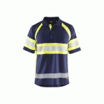 POLO DE TRAVAIL HAUTE-VISIBILITÉ ANTI-UV 3338 - BLEU MARINE ET JAUNE FLUO - M BLAKLADER