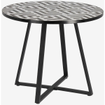 TABLE DE JARDIN RONDE COLORIS BLANC/ NOIR EN CÉRAMIQUE ET ACIER - DIAMÈTRE 90 X HAUTEUR 76 CM PEGANE