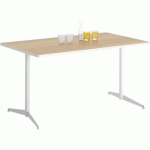 TABLE TAMARIS 140 X 80 PL.CHÊNE NAT./BLANC PIET.BLANC/TRANSP - CLEN