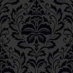 PAPIER PEINT BAROQUE NOIR IDÉAL SALON ÉLÉGANT TAPISSERIE NOIRE BAROQUE POUR COULOIR PAPIER PEINT INTISSÉ CHIC MOTIF DAMASSÉ - NOIR,