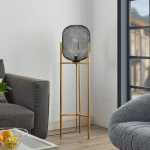 LINDBY DJUNA LAMPADAIRE CAGE AVEC SUPPORT BOIS