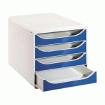 MODULE DE CLASSEMENT EXACOMPTA BIG BOX COFFRE GRIS CLAIR 4 TIROIRS BLEUS