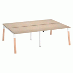 PÔLE DE 4 BUREAUX ECLA CHÊNE CLAIR L 120 X P 80 CM PIEDS MÉTAL FINITION BOIS