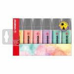SURLIGNEUR STABILO BOSS COULEURS ASSORTIES PASTELS - POCHETTE DE 6