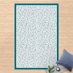MICASIA - TAPIS EN VINYLE - DELICATE BRANCH PATTERN WITH DOTS IN PETROL WITH FRAME - PORTRAIT 3:2 DIMENSION HXL: 60CM X 40CM