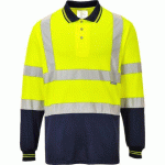 LOT DE 2 - PORTWEST S279 POLO BICOLORE MANCHES LONGUES JAUNE/MARINE - TAILLE XXL