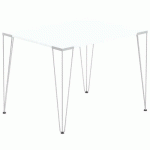 TABLE RÉUNION LORI 100 X 80 CM PLATEAU BLANC PIED ALU - MBA