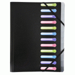 TRIEUR POLYPROPYLÈNE 3 RABATS 12 COMPARTIMENTS OPAK - NOIR
