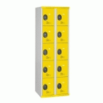 VESTIAIRE 2 COLONNES 5 CASES MONOBLOC JAUNE