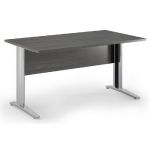 BUREAU COMPACT PRONTO TENDANCE- RETOUR À GAUCHE L.160 X P.100 CM - PLATEAU CENDRE - PIEDS L ALUMINIUM