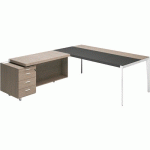 BUREAU X9 AVEC RETOUR À DROITE 192X234X75 PLATEAU ORME GRIS - QUADRIFOGLIO