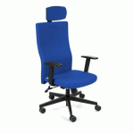CHAISE DE BUREAU ERGONOMIQUE TEAM PLUS, TISSU, AVEC ACCOUDOIRS 1D ET APPUI-TÊTE, MÉCANISME SYNCHRONE, PIEDS NOIRS - BLEU