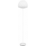 LAMPADAIRE LAMPADAIRE BLANC LAMPADAIRE SALON, FEUILLES DÉCORATIVES, INTERRUPTEUR AU PIED, MODERNE, MÉTAL BLANC, 1X DOUILLE E27, DXH 37X160