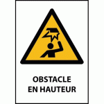 LOT DE 3 - PANNEAU DANGER - OBSTACLE EN HAUTEUR - W023 - ISO EN 7010 VINYLE SOUPLE AUTOCOLLANT A5
