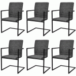 DÉCOSHOP26 - LOT DE 6 CHAISES DE SALLE À MANGER CUISINE CANTILEVER DESIGN ÉLÉGANT SYNTHÉTIQUE GRIS - GRIS